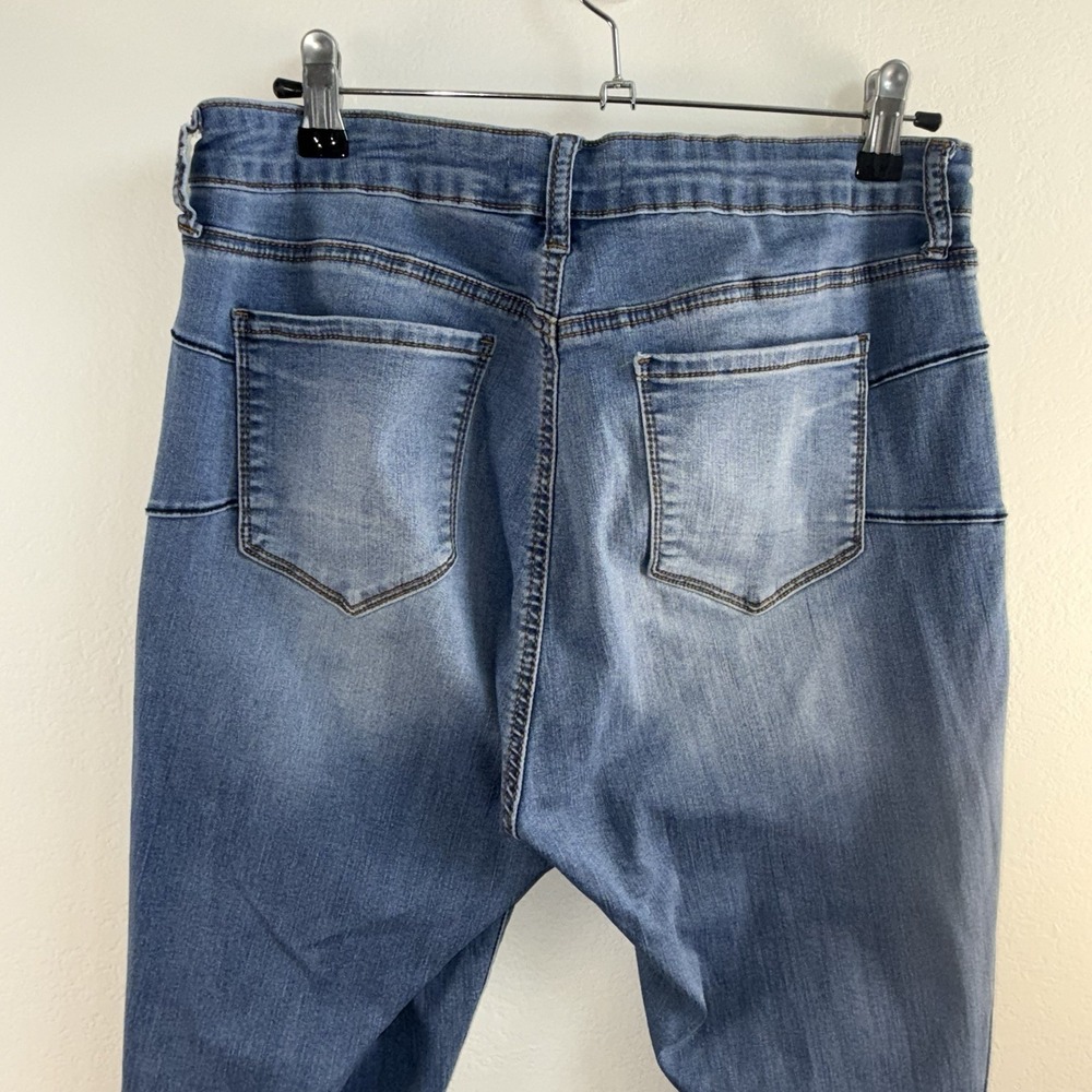 S.O.N.G Skinny Jeans Womens 15/32 Blue Distressed Stretch Denim Mid Rise Raw Hem - Picture 3 of 12